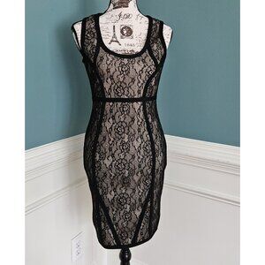 The Girl Code UK 10 (US S) NEW Lace Black & Nude Bodycon Dress